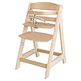 roba Treppenhochstuhl Sit Up III - Mitwachsender Baby Hochstuhl - ab 6 Monaten - Kinderhochstuhl aus Holz natur - Stuhl bis 50 kg belastbar, 1 Stück (1er Pack)