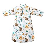 MIKAFEN Baby Winter schlafsack Kinder schlafsack 3.5 Tog Schlafsaecke aus Bio Baumwolle Verschiedene Groessen von Geburt bis 4 Jahre alt (M:Höhe 75cm-90cm/6-18 Monate, Tierwelt)